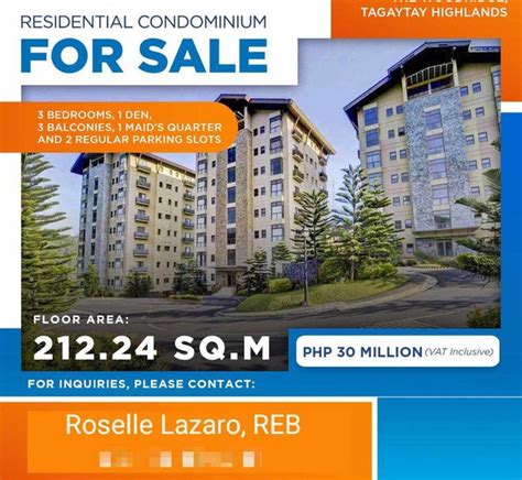 Condo For Sale in Tagaytay, Cavite below 3 Million .
